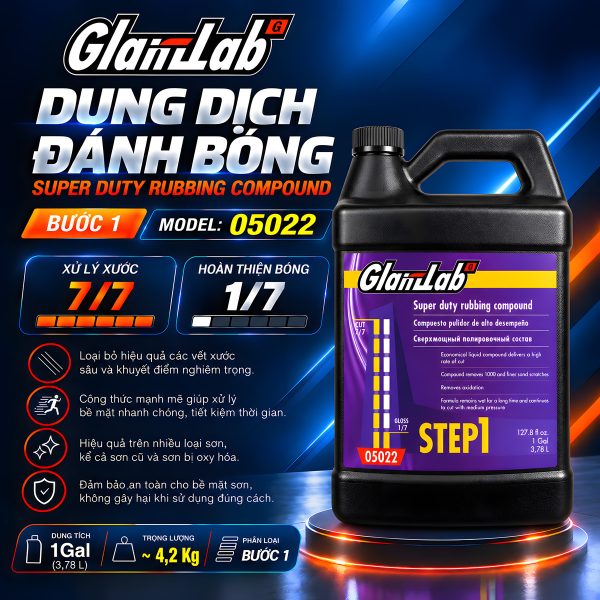 Dung Dịch Đánh Bóng Phá Xước Siêu Mạnh Bước 1 – Super Duty Rubbing Compound Glanzlab 05022 (1 Gal / 4.9Kg) | Giải Pháp Thay Thế Cho 3M 05955
