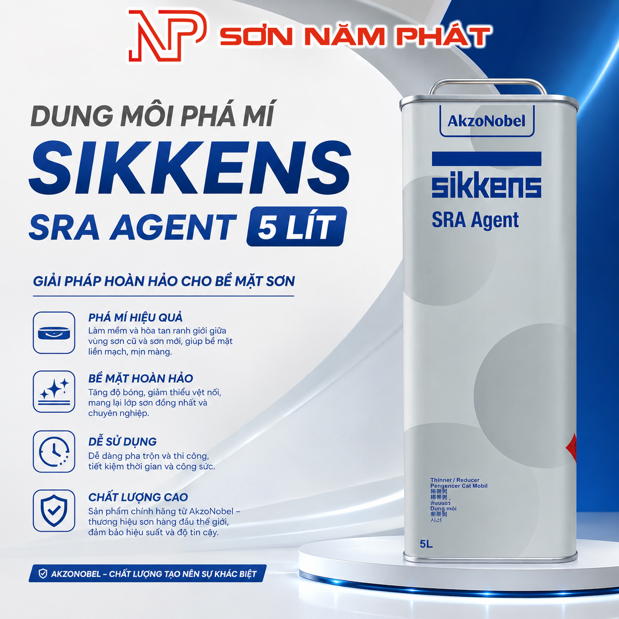 Dung Môi Phá Mí Sikkens Thinner SRA Agent Chính Hãng 5 Lít Dung Môi Phá Mí Sikkens Thinner SRA Agent Chính Hãng 5 Lít