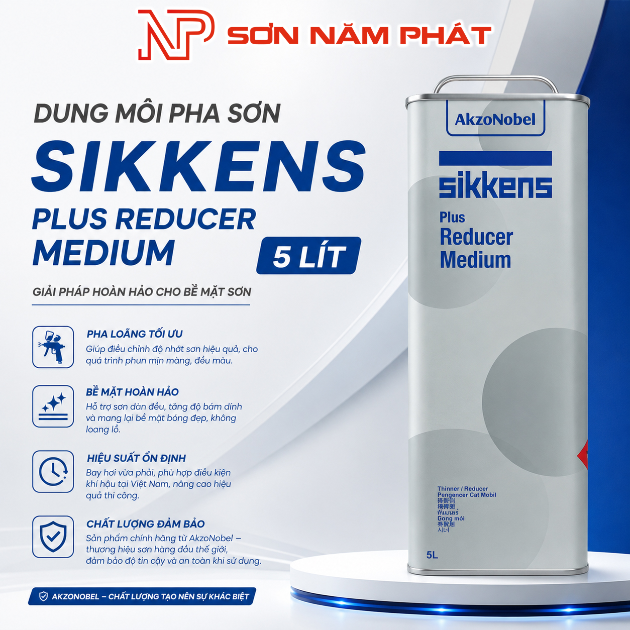 Dung Môi Pha Sơn Sikkens Plus Reducer Medium Chính Hãng – Can 5 Lít Dung Môi Pha Sơn Sikkens Plus Reducer Medium Chính Hãng – Can 5 Lít