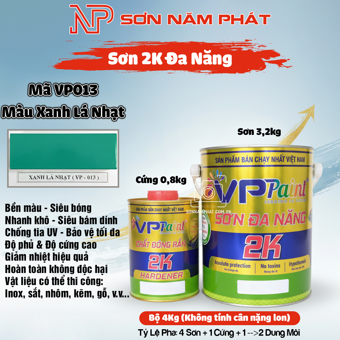 Sơn Sắt Mạ Kẽm 2K Đa Năng VP013 – Màu Xanh Lá Nhạt Sơn Sắt Mạ Kẽm 2K Đa Năng VP013 – Màu Xanh Lá Nhạt