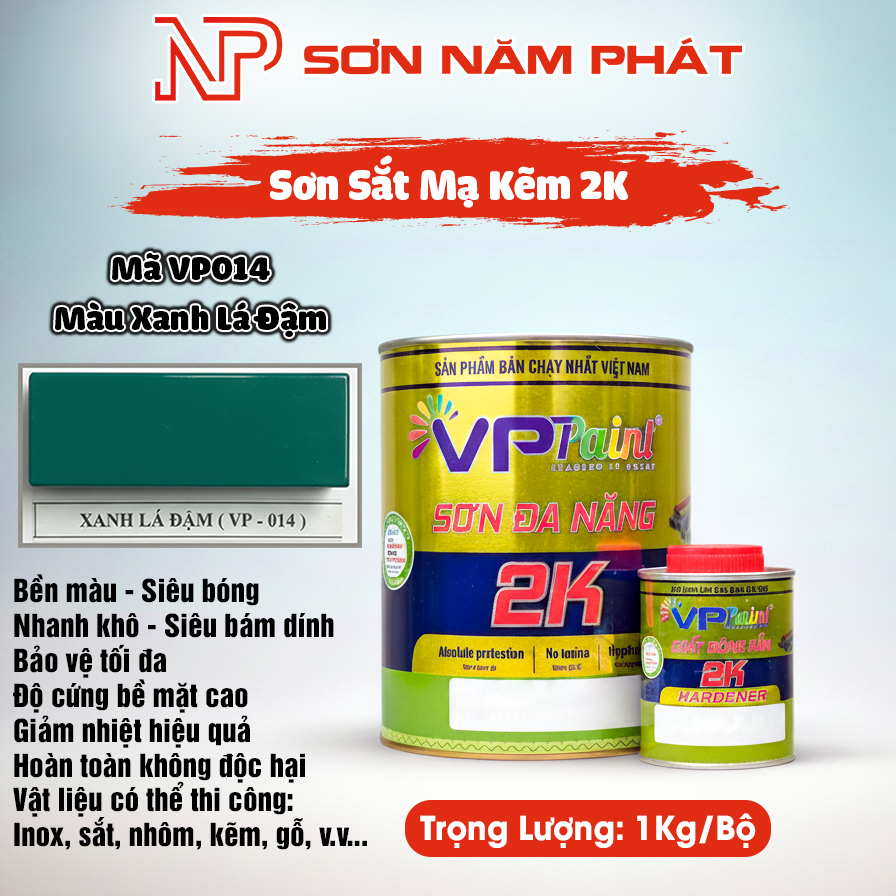 Sơn 2K Đa Năng VietPaint VPPaint VP014 – Màu Xanh Lá Đậm | Bộ 1kg Sơn 2K Đa Năng VietPaint VPPaint VP014 – Màu Xanh Lá Đậm | Bộ 1kg