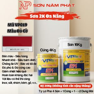 Sơn 2K Đa Năng VP Paint VP019 – Màu Đỏ Cờ | Bộ 20kg