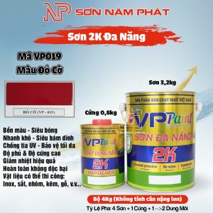 Sơn 2K Đa Năng VP Paint VP019 – Màu Đỏ Cờ | Bộ 4kg