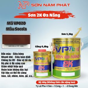 Sơn 2K Đa Năng VP Paint VP020 – Màu Socola | Bộ 4kg