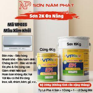 Sơn 2K Đa Năng VPPaint VP025 – Màu Xám Khói | Bộ 20kg