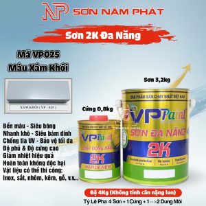 Sơn 2K Đa Năng VPPaint VP025 – Màu Xám Khói | Bộ 4kg