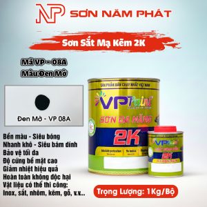 Sơn 2K Đa Năng VietPaint VPPaint VP08A – Màu Đen Mờ | Bộ 1kg