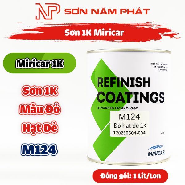 Sơn 1K Miricar M124 Màu Đỏ Hạt Dẻ