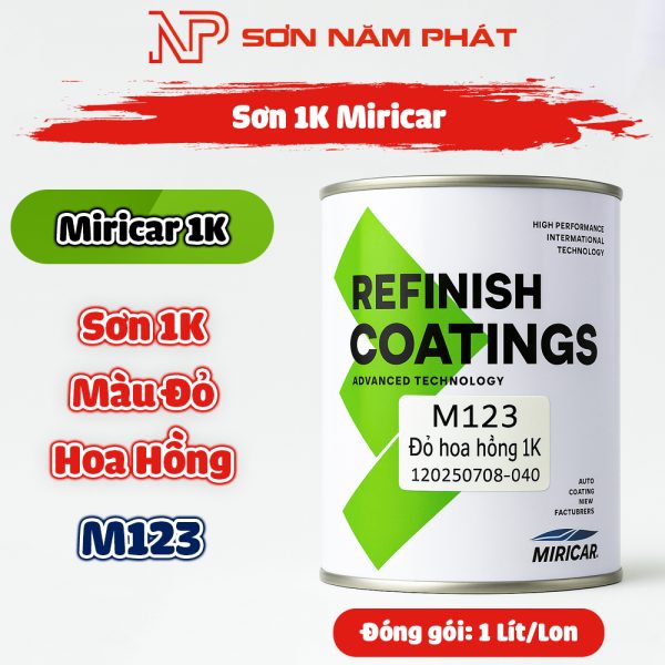 Sơn 1K Miricar M123 Màu Đỏ Hoa Hồng