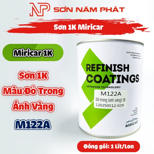 Sơn 1K Miricar M122A Màu Đỏ Trong Ánh Vàng