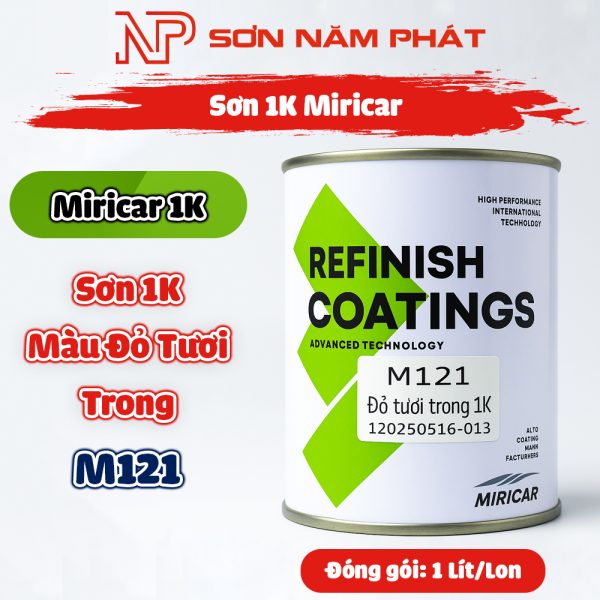 Sơn 1K Miricar M121 Màu Đỏ Tươi Trong