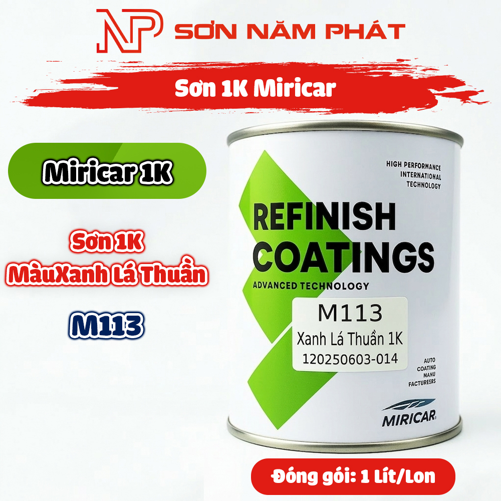 Sơn 1K Miricar M113 Màu Xanh Lá Thuần Sơn 1K Miricar M113 Màu Xanh Lá Thuần