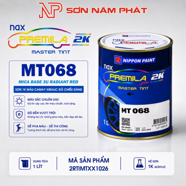 Sơn Nippon Paint NAX Premila 1K MT068 – Camay Xiralic Đỏ Chiếu Sáng | 1 Lít