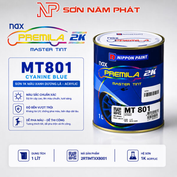 Sơn Nippon Paint NAX Premila 1K MT801 – Xanh Dương Lá | 1 Lít
