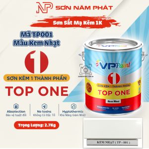 Sơn Sắt Mạ Kẽm 1K TOP ONE Mã TP001 – Màu Kem Nhạt | 2,7Kg | VPPaint