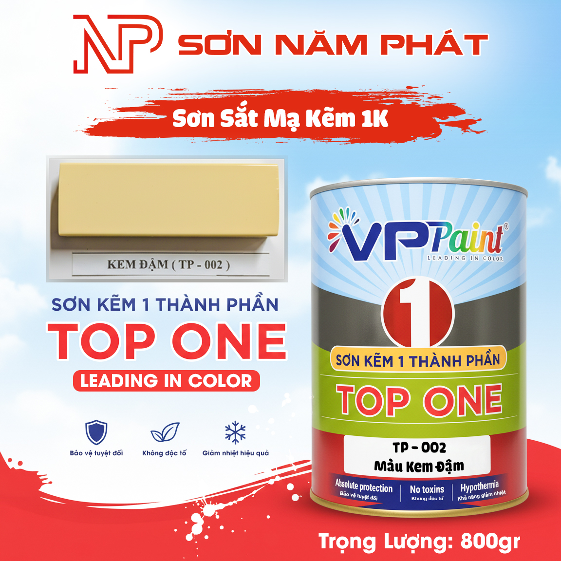 Sơn Tàu Thuyền 1K TP002 Màu Kem Đậm Viet Paint 800gr Sơn Tàu Thuyền 1K TP002 Màu Kem Đậm Viet Paint 800gr