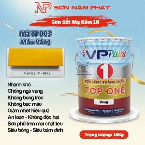 Sơn Sắt Mạ Kẽm 1K TOP ONE Mã TP003 – Màu Vàng | Thùng 18Kg | VPPaint