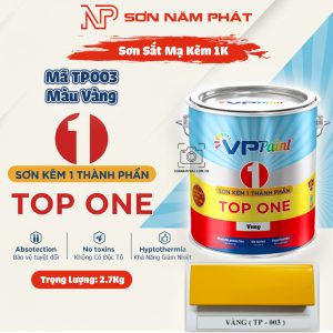 Sơn Sắt Mạ Kẽm 1K TOP ONE Mã TP003 – Màu Vàng | 2,7Kg | VPPaint