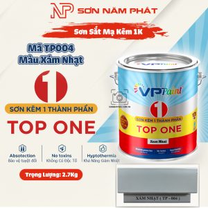 Sơn Sắt Mạ Kẽm 1K TOP ONE Mã TP004 – Màu Xám Nhạt | 2,7Kg | VPPaint