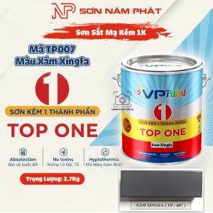 Sơn Sắt Mạ Kẽm 1K TOP ONE Mã TP007 – Màu Xám Xingfa | 2,7Kg | VPPaint
