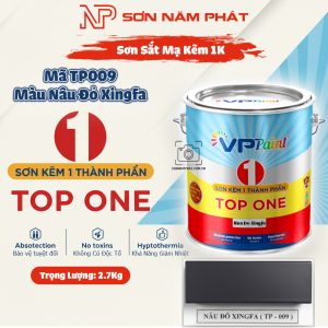 Sơn Sắt Mạ Kẽm 1K TOP ONE Mã TP009 – Màu Nâu Đỏ Xingfa | 2,7Kg | VPPaint