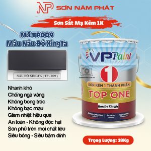 Sơn Sắt Mạ Kẽm 1K TOP ONE Mã TP009 – Màu Nâu Đỏ Xingfa | 18Kg | VPPaint