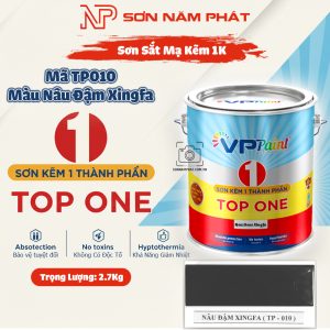 Sơn Sắt Mạ Kẽm 1K TOP ONE Mã TP010 – Màu Nâu Đậm Xingfa | 2,7Kg | VPPaint