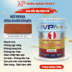 Sơn Sắt Mạ Kẽm 1K TOP ONE Mã TP011 – Màu Da Bò Xingfa | 18Kg | VPPaint