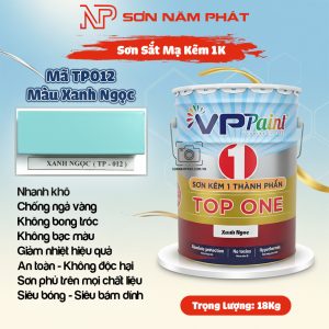 Sơn Sắt Mạ Kẽm 1K TOP ONE Mã TP012 – Màu Xanh Ngọc | 18Kg | VPPaint