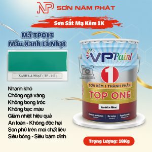 Sơn Sắt Mạ KẽM 1K TOP ONE Mã TP013 – Màu Xanh Lá Nhạt | 18Kg | VPPaint