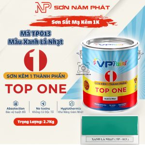 Sơn Sắt Mạ Kẽm 1K TOP ONE Mã TP013 – Màu Xanh Lá Nhạt | 2,7Kg | VPPaint