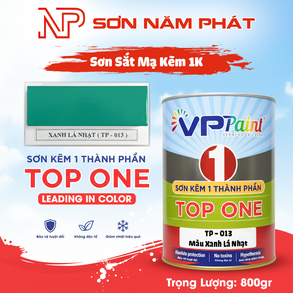 Sơn Tàu Thuyền 1K TP013 Màu Xanh Lá Nhạt Viet Paint 800gr Sơn Tàu Thuyền 1K TP013 Màu Xanh Lá Nhạt Viet Paint 800gr