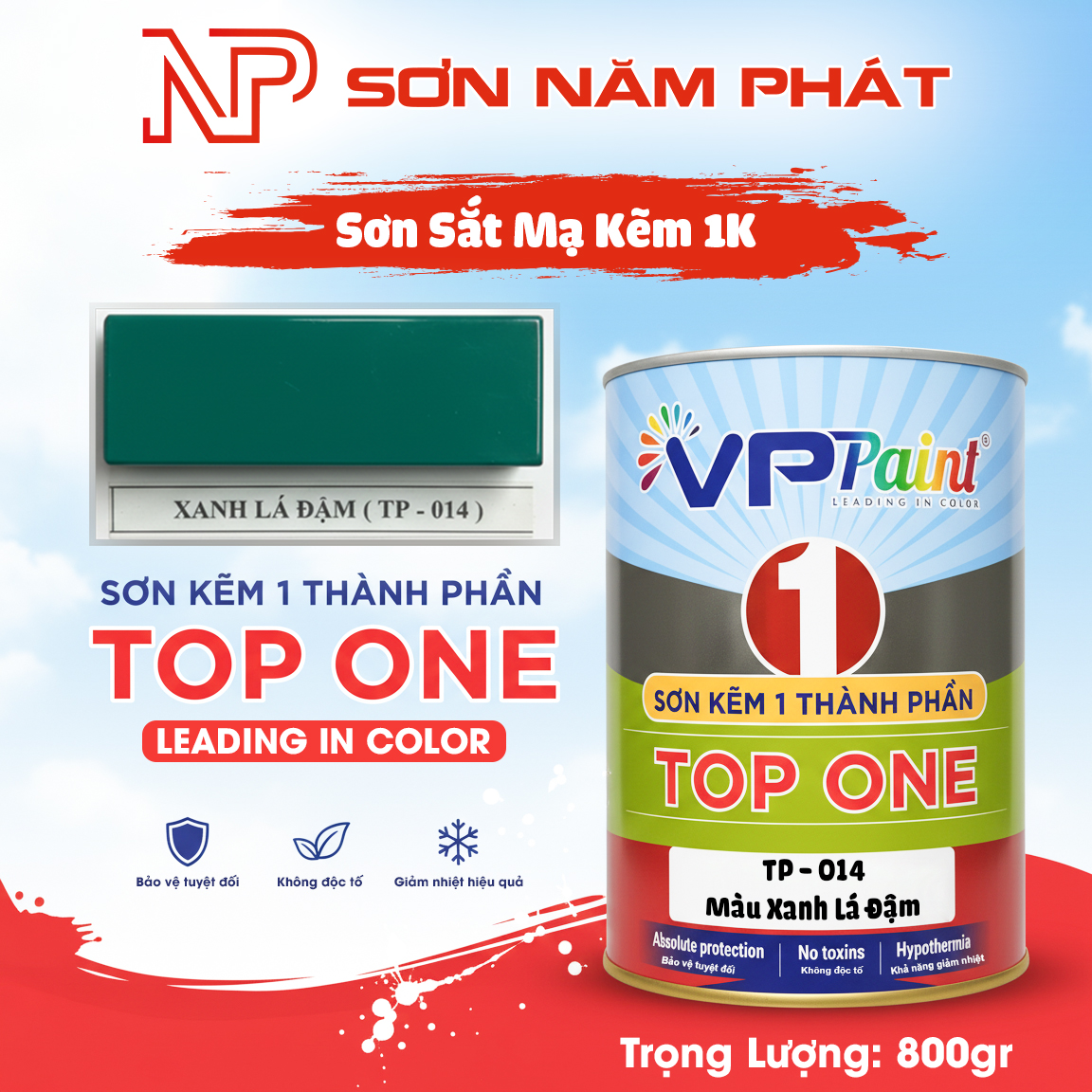 Sơn Tàu Thuyền 1K TP014 Màu Xanh Lá Đậm Viet Paint 800gr Sơn Tàu Thuyền 1K TP014 Màu Xanh Lá Đậm Viet Paint 800gr