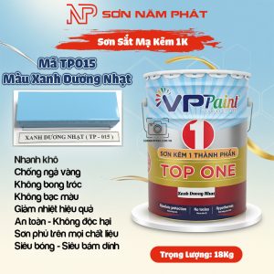 Sơn Sắt Mạ Kẽm 1K TOP ONE Mã TP015 – Màu Xanh Dương Nhạt | 18Kg | VPPaint