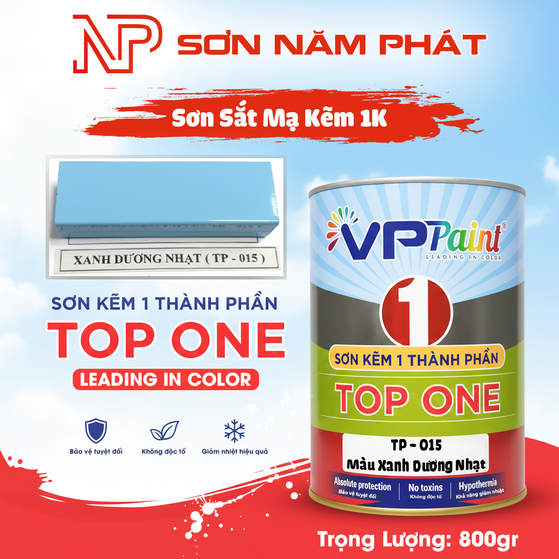 Sơn Tàu Thuyền 1K TP015 Màu Xanh Dương Nhạt Viet Paint 800gr Sơn Tàu Thuyền 1K TP015 Màu Xanh Dương Nhạt Viet Paint 800gr
