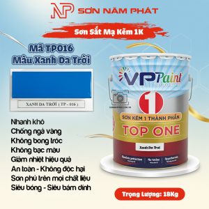 Sơn Sắt Mạ Kẽm 1K TOP ONE Mã TP016 – Màu Xanh Da Trời | 18Kg | VPPaint