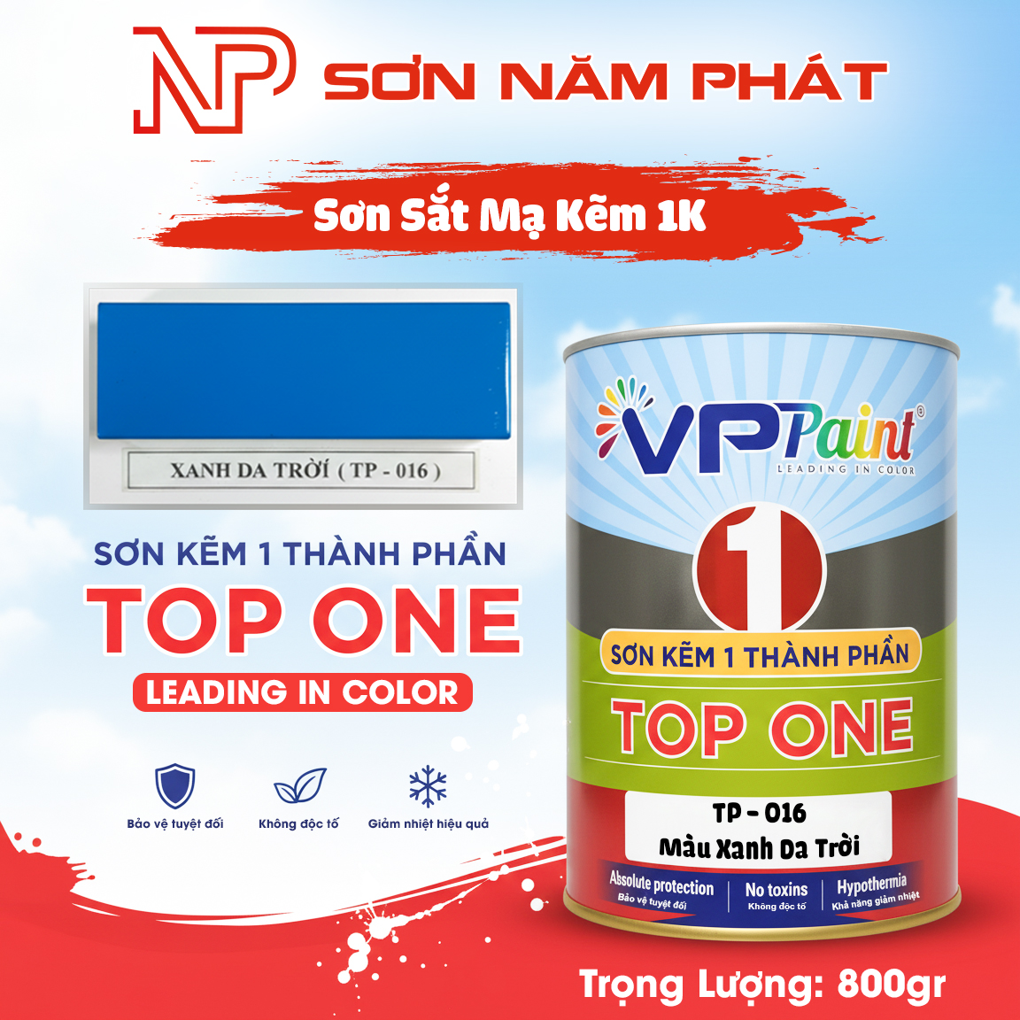Sơn Tàu Thuyền 1K TP016 Màu Xanh Da Trời Viet Paint 800gr Sơn Tàu Thuyền 1K TP016 Màu Xanh Da Trời Viet Paint 800gr