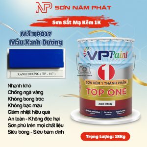 Sơn Sắt Mạ Kẽm 1K TOP ONE Mã TP017 – Màu Xanh Dương | 18Kg | VPPaint