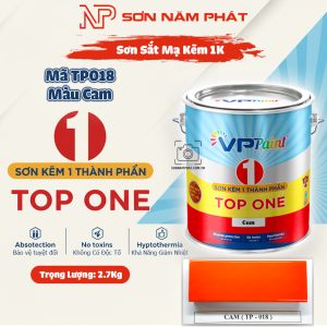 Sơn Sắt Mạ Kẽm 1K TOP ONE Mã TP018 – Màu Cam | 2.7Kg | VPPaint