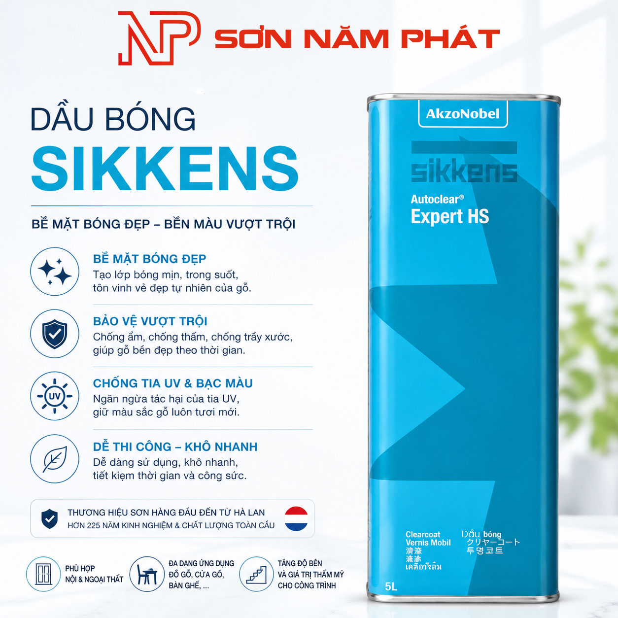 Dầu Bóng Sikkens Autoclear Expert HS 5L Dầu Bóng Sikkens Autoclear Expert HS 5L