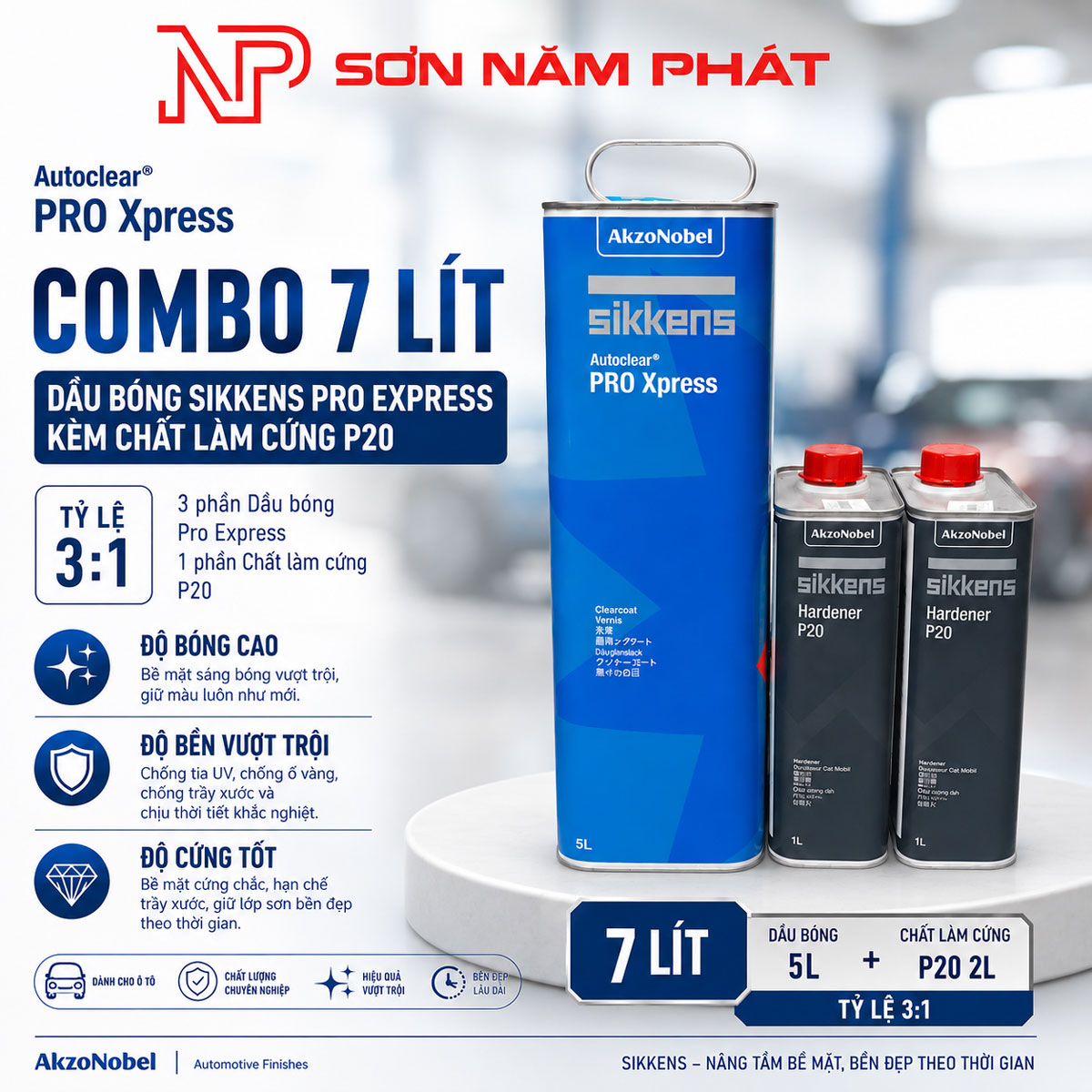 Combo 7 Lít Dầu Bóng Sikkens Pro Express Kèm Chất Làm Cứng P20 Tỷ Lệ 3:1 Combo 7 Lít Dầu Bóng Sikkens Pro Express Kèm Chất Làm Cứng P20 Tỷ Lệ 3:1