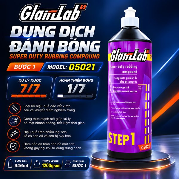 Dung Dịch Đánh Bóng Phá Xước Siêu Mạnh Bước 1 – Super Duty Rubbing Compound Glanzlab 05021 (946ml) | Giải Pháp Thay Thế Cho 3M 05954