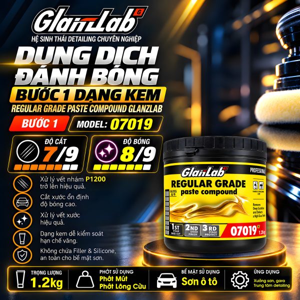Dung Dịch Đánh Bóng Bước 1 Dạng Kem – Regular Grade Paste Compound Glanzlab Model 07019 (1.2Kg) | Thay Thế Farecla G3 Regular Grade