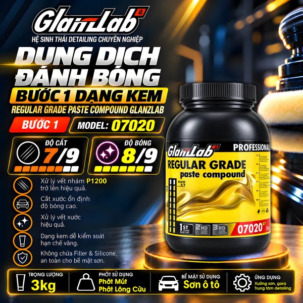 Dung Dịch Đánh Bóng Bước 1 Dạng Kem – Regular Grade Paste Compound Glanzlab Model 07020 (3Kg) | Thay Thế Farecla G3 Regular Grade