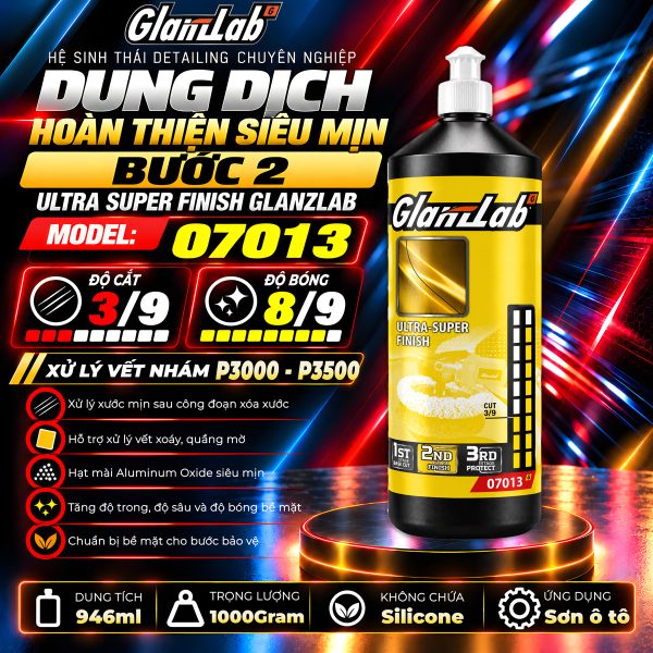 Dung Dịch Đánh Bóng Hoàn Thiện Siêu Mịn Bước 2 – Ultra Super Finish GlanzLab Model 07013 (946ml – 1000g) | Thay Thế FARECLA G3 FINE & MENZERNA 3500