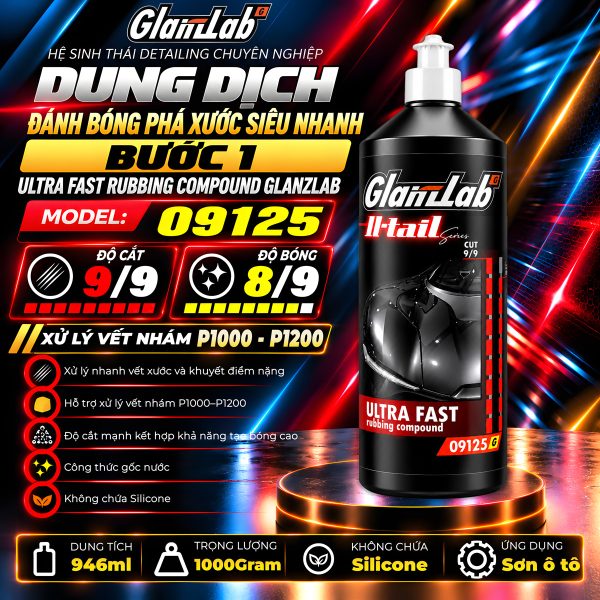 Dung Dịch Đánh Bóng Phá Xước Siêu Nhanh Bước 1 – Ultra Fast Rubbing Compound GlanzLab Model 09125 (946ml – 945g) | Thay Thế 3M 36057 & 36060