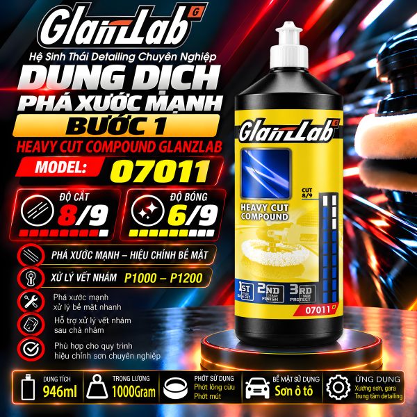 Dung Dịch Phá Xước Mạnh Bước 1 – Heavy Cut Compound Glanzlab Model 07011 (946ml) | Thay Thế FARECLA G3 EXTRA PLUS và Menzerna Heavy Cut Compound 1000