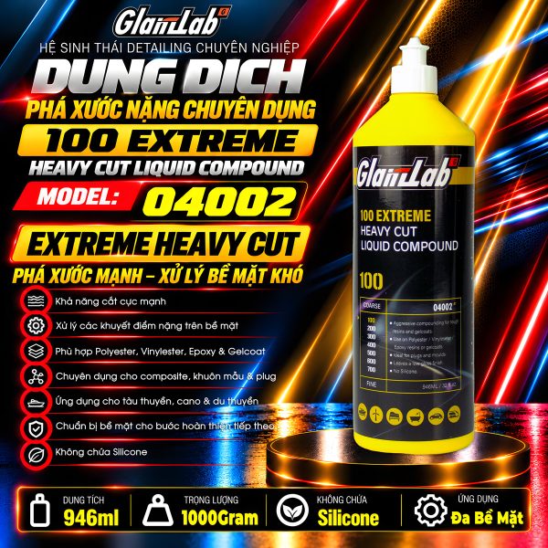 Dung Dịch Phá Xước Nặng GlanzLab 100 Extreme Heavy Cut Liquid Compound 04002 946ml | Thay Thế Farecla Profile 100