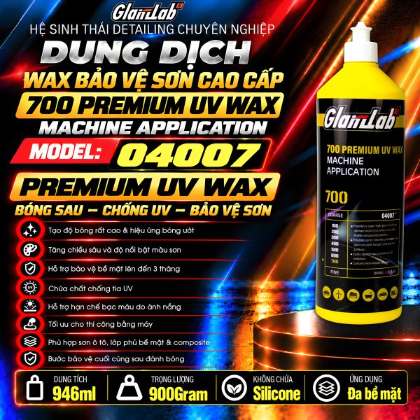 Dung Dịch Wax Bảo Vệ Sơn GlanzLab 700 Premium UV Wax Machine Application 04007 946ml | Thay Thế Farécla Profile Polymer UV Wax
