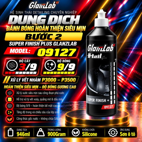 Dung Dịch Đánh Bóng Hoàn Thiện Siêu Mịn Bước 2 – Super Finish Plus GlanzLab 09127 946ml – 900g | Thay Thế 3M 36093 & 06094